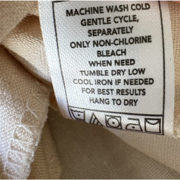 MONROW Linen Blend Button Front Midi Shirt Dress Tunic Pale Yellow Coastal S NWT - Picture 11 of 12